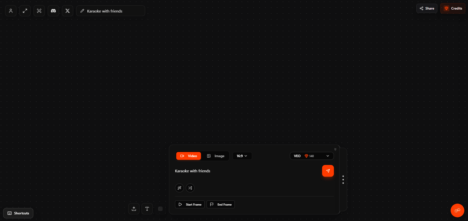 Limitless Video app interface showing the AI video generation canvas